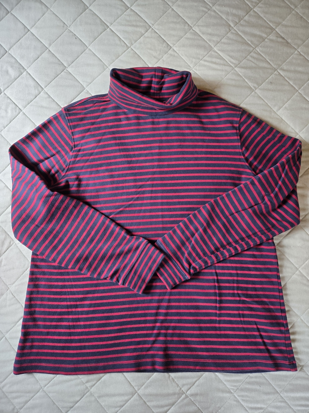 L.L. Bean Striped Turtle Neck Top - Red & Navy
